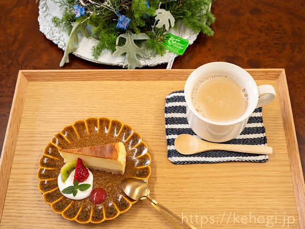 チーズケーキ,カフェオレ