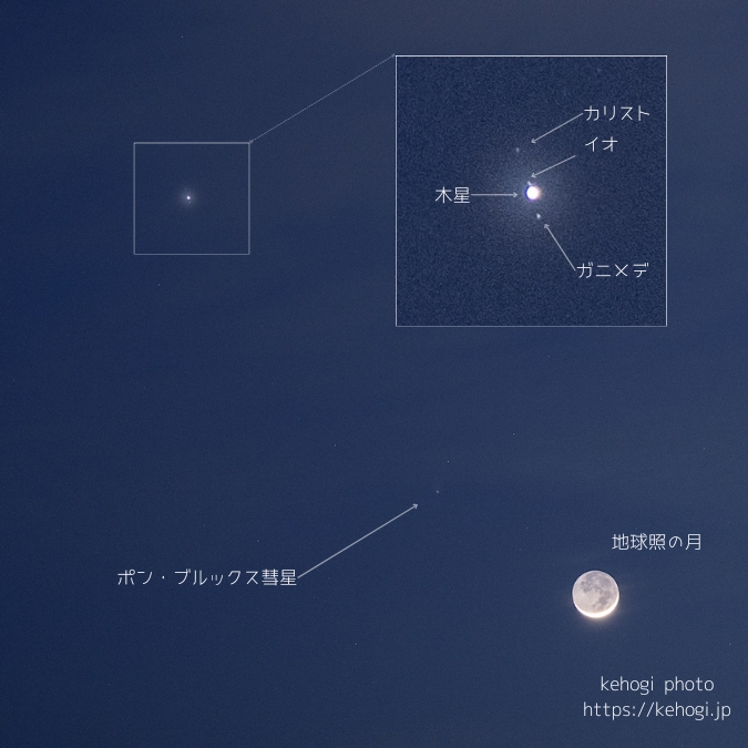 ポン・ブルックス彗星,木星,地球照